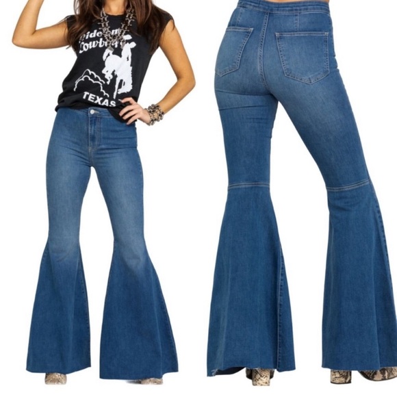 Free People Denim - Free People Just Float On High Rise Super Flare Retro Stretch Jeans 27 Festival